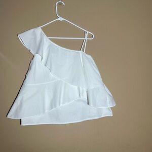 Marled women’s white blouse sleeveless off the shoulder
